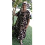 Round Neck Long Dress - Women's Hawaiian Night Whisper Caftan Kaftan Style Hawaiian Aloha Evening Pullover Dress - Regular & Plus Size