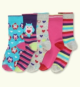 5 Pairs of Older Girls' Cotton Blend Assorted Socks