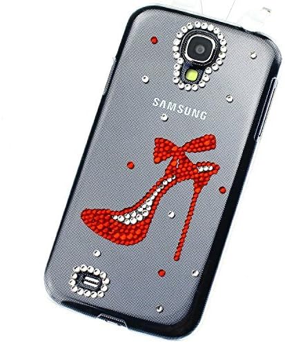 Diamond Crystal Red High-heeled Shoes Bling Transparent Case Cover for Samsung Galaxy S4