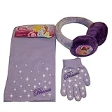 Disney Princess Girl's Earmuff, Knit Scarf and Glove Set - 3 Piece Set (3-6)