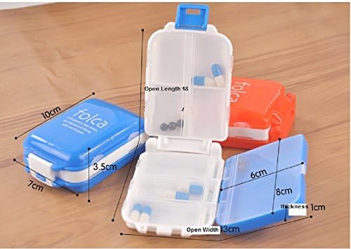Portable Folding Vitamin Medicine Drug Pill Box Organizer Compartments (Orange)