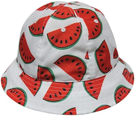 Kimmy Cute Fruit Watermelon Print Summer Floppy Fishing Bucket Hat White