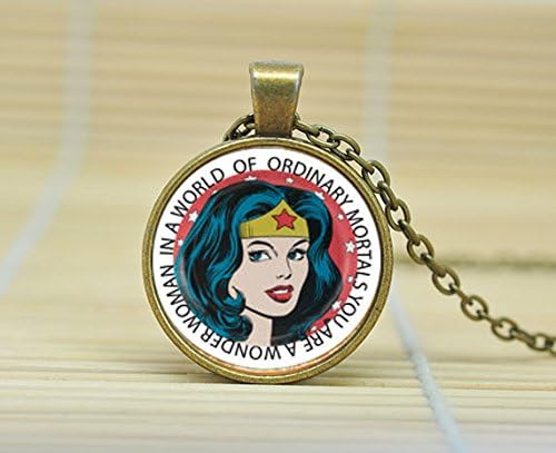 Wonder Woman Necklace Glass Cabochon Necklace A3724