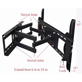 VideoSecu 24 inch Extension Large Heavy Duty Dual Articulating Arm TV Wall Mount for 37