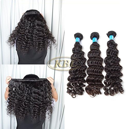 KBL® Grade 7A 3 Bundles Brazilian Deep Wave Hair Extensions 100% Unprocessed Brazilian Virgin Human Hair Natural Black #1B (22" 22" 22")