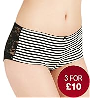 Cotton with Floral Lace Low Rise Shorts