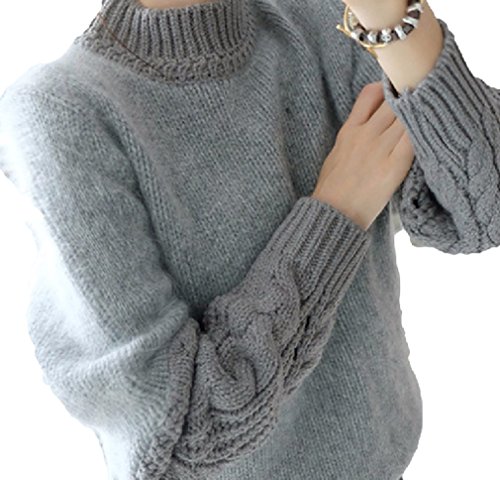 ナナコレクション Nana_Collection 2015 秋 ふわふわ モヘア きれいめ ケーブル編み 無地 切替し ハイネック タートルネック ニット セーター