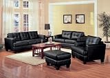 3 PCs Black Classic Leather Sofa, Loveseat, and Chair Set