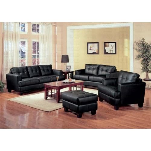 Amazon.com: 3 PCs Black Classic Leather Sofa, Loveseat, and Chair Set