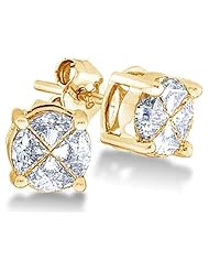 0.65 cttw. Diamond Pie-Cut Earrings 14K Yellow Gold