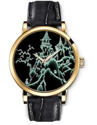SPRAWL Aanalog Fashion Series Gold Ladies Watches of Genuine Black Leather Strap,Unique Wrist Watch for Women Girls Designed with Temple on mountain top