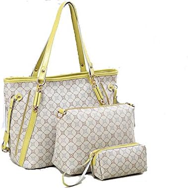 3 in 1 Bucket Shopping Tote Handbag w/Zippered Pouch/Removable Pouch