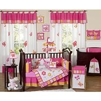 Pink and Orange Butterfly Collection Baby Bedding 9pc Crib Set