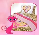 Princess Cat Leopard Print Twin Sheet Set - 180 Thread Cnt