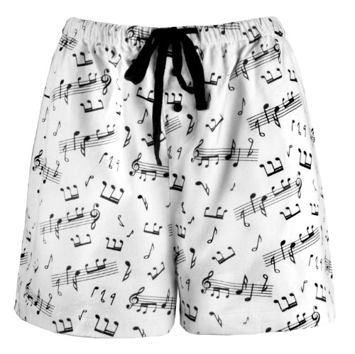 Leisureland Women's Cotton Pajama Flannel Boxer Shorts Music Notes