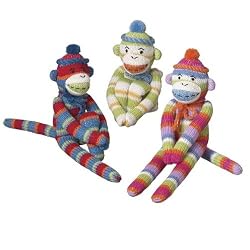 Mini Striped Sock Monkeys Set of 3 Darby, Clyde and Nicki