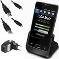 xubix DUAL USB Dock f�r Samsung Galaxy S2 SII S 2 II i9100 GT-i9100 Dockingstation / Tischladestation / Tischlader mit EXTRA Akkuladefach + 2x USB Datenkabel + USB Ladeger�t Netzteil
