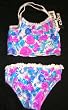 Girls 2 PC Ruffle Trim - Turq/Fuschia/White Floral