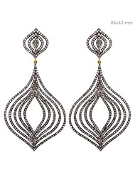 Couturechics 14k Gold and 925 Sterling Silver 8.40 Ct Natural Diamond Pave Designer Fashion Dangle Earrings Handmade Jewelry