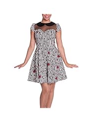 Cotton/Elastane Stretchy Mesh Striped Print Dots Print Sweetheart Mini Dress 