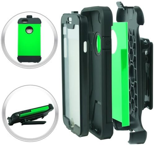 (Green) Apple iPhone 6 6s THETUNZ (TM) 4 in 1 Super Armor Spectra Shield Hybrid Combo Phone Case Cover w/ Built in Screen Protector & kickstand