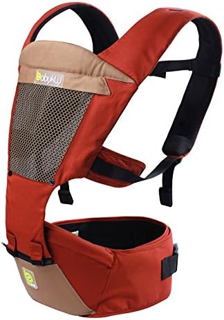 Front Carrier Backpack Sling Newborn hip seat Wrap Kangaroo Baby Bag Hipseat Strap Soft Cushion Child Rider carriers for Comfort(Orange&mesh)