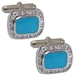 Silver Stud Set Cuff Links Set Turquoise Gemstone (cflng242)