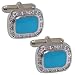Silver Stud Set Cuff Links Set Turquoise Gemstone (cflng242)