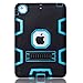 MagicSky Rugged Hybrid Dual Layer Armor Defender Full Body Protective Case Cover with Kickstand for iPad mini, iPad mini 2, iPad mini 3 - Teal/Black
