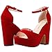 Loslandifen Women's Faux Velvet Platform Block High Heel Sandals