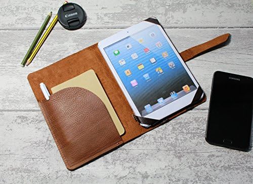 iPad mini case - Leather iPad air case in Italian veg Leather Russet colour - Notebook &amp; documents pocket - Handmade by Valentina.