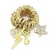 Charm Stretch Ring; Gold Metal; Two Separate Pieces; Heart, Lightning, Key, And Star Charms; Clear Rhinestones