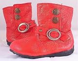 Red faux leather toddler boot with zip Pingguo size 15 or UK Size 3.5 (approx 7-10 months)