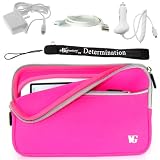 Kroo Glove Sleeve Cover Case with extra pocket For Barnes & Noble Nook E-Reader + Includes a 4-Inch eBigvalue Determination Hand Strap + 3 in 1 Combo of Home and Car charger with a USB Data Sync Cable