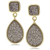 Marcia Moran Titanium Druzy Stone Double Drop