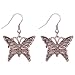 Yazilind Trendy Exquisite Tibetan Silver Butterfly Carved Flower Ear Wire Hook Dangle Earrings