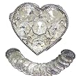Wedding Ceremonial Arras, or 13-silver plated Coins, with Crystals and Silver Plated Heart Shaped Box: Imported and Hand-Made