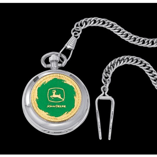 John Deere Montana Silversmiths Green/Gold Pocket Watch