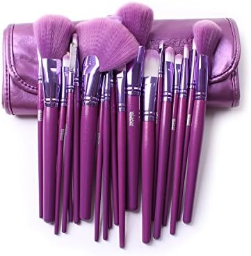 Megaga Makeup Brushes-21pc Studio Pro Makeup Make Up Cosmetic Brush Set Kit w/ Leather Case - For Eye Shadow, Blush, Concealer, Etc (Purple)