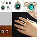 [Retro Series] Yoursfs 18k Rose Gold Plated Oval Green Gemstone Emerald Earring and Ring and Necklace Set