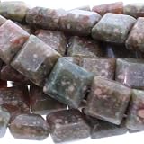Autumn Jasper : Square-Plain - 10mm Diameter, Sold by: 16 Inch Strand with Angel Mountain Beads Heart Charm (.625 x .570 inches)