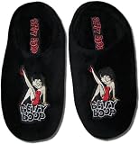 Betty Boop Leg Kick Women's Black Terrycloth Slippers