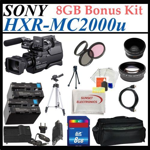 Sony Hxr-mc2000 Shoulder Mount Avchd Camcorder + Huge Accessories Package Including 3 Lens + 2x Extended Life Batteries + 8gb Shdc w/ Reader + Large Carrying Case & Much More !!