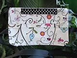 Fabric Surgical Face Mask Washable Reusable for Protection Against Germs and Allergens --Adult Size Vines, Flowers and Dots with Dotted Ribbon