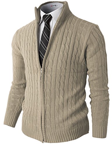 H2h mens slim fit full-zip kintted cardigan sweaters wi…