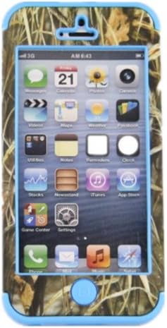 JUSTING@Apple iPhone 5C Grass Oak Realtree Hunting Camo Camouflage High Impact Shock Defender Plastic Outside with Silicone Inside Case Cover (Light Blue)