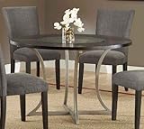 Dining Table with Glass Inset Top in Pewter Finish