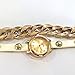 Doinshop Women Gold Dial Leather Chain Wrap Analog Quartz Wrist Watch Bracelet (white)