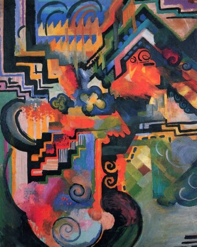 August Macke Farbige Komposition Wooden Jigsaw Puzzle