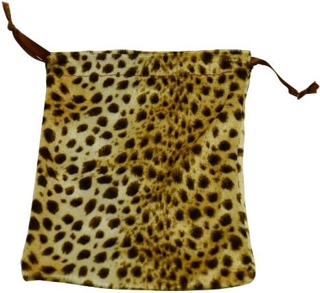 2 Leopard Velveteen Drawstring Pouch Bags for Jewelry Makeup or Small Items New 5"x 6" Includes Matching Brown Paper Sacks